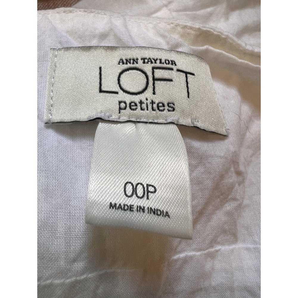Ann Taylor Loft Petite Size 00P White Strap Sun Dress With Gold Eyelet Trim - Picture 6 of 7